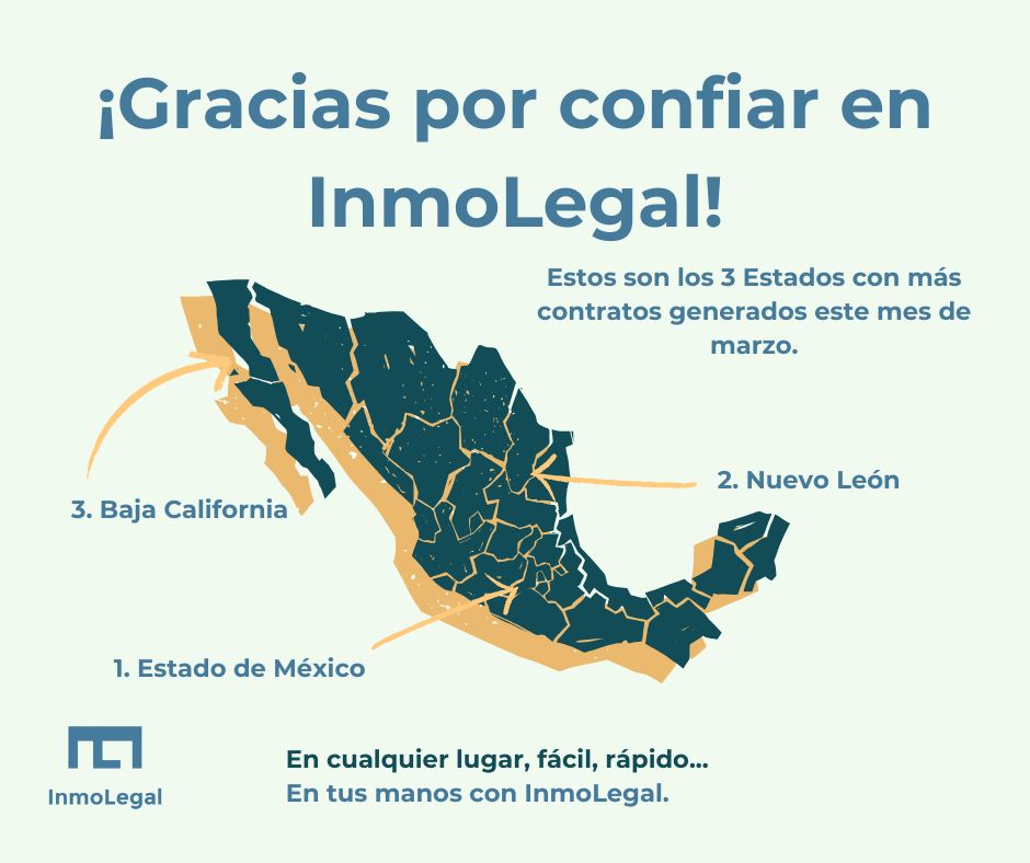 Mapa de México mostrando los 3 estados con más contratos generados: Estado de México, Jalisco y Nuevo León